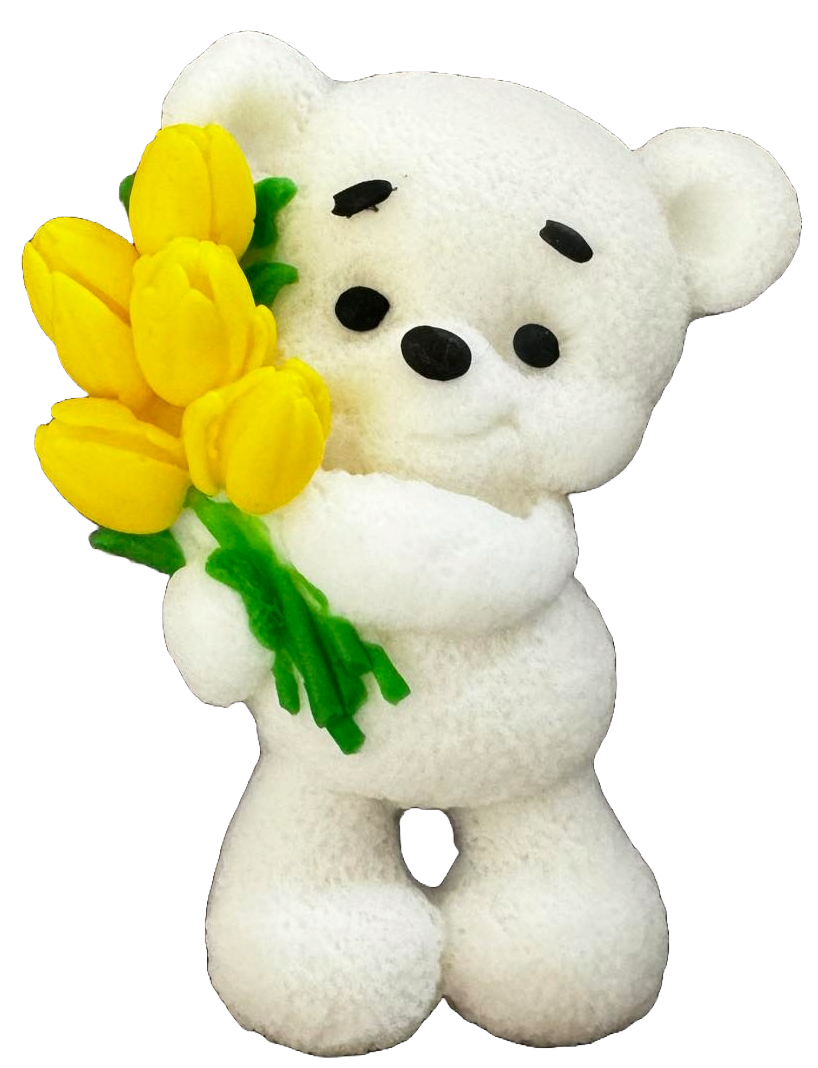 Decoración de azúcar comestible, Osito de peluche con tulipanes Decoraciones de Naty Shop Pasta de Azúcar