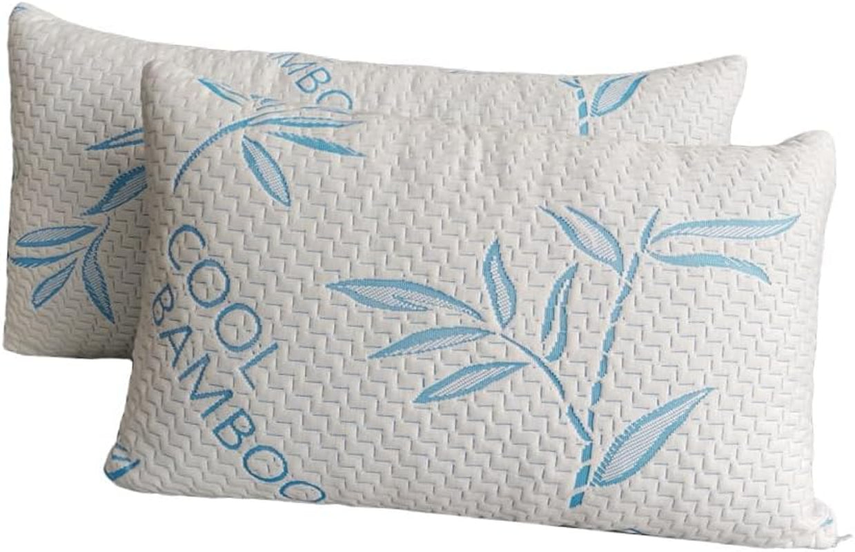 Naty Shop Almohadas estándar Título predeterminado Comfysleep Almohada de viscosa de bambú tamaño King Enfriamiento Espuma viscoelástica triturada Viscosa de bambú ajustable Funda extraíble/lavable 2 piezas