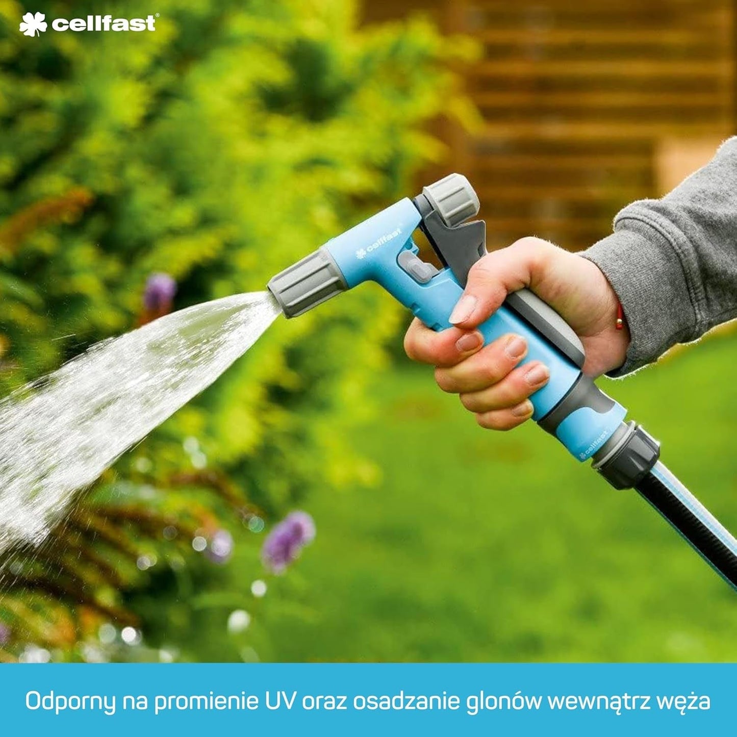 Cellfast Ideal juego de manguera de jardín, robusto, flexible, 4 capas, aspersor, resistente a los rayos UV y a las algas, tecnología Reach, 27 bar, -20/+60° a corto plazo, 1/2 pulgada, 20 m