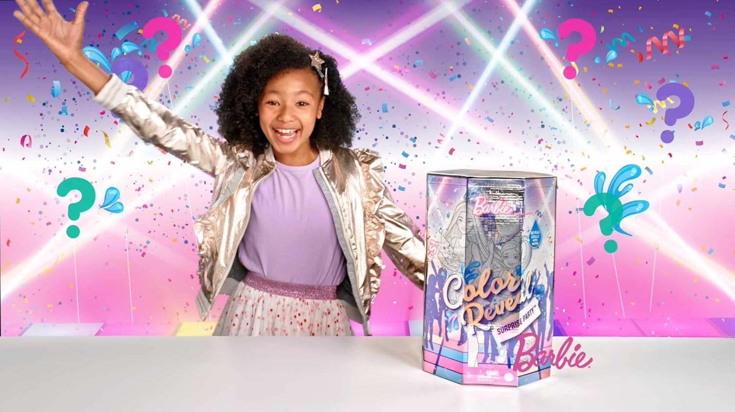 Barbie GXJ88 - Fiesta Sorpresa con Revelación de Color, +50 Sorpresas: 1 Muñeca, 1 Muñeca Chelsea, 2 Animales, 6 Cambios de Color, Accesorios y Más, Set de Fiesta de Baile, Juguete de Regalo para Niños de 3 años en adelante