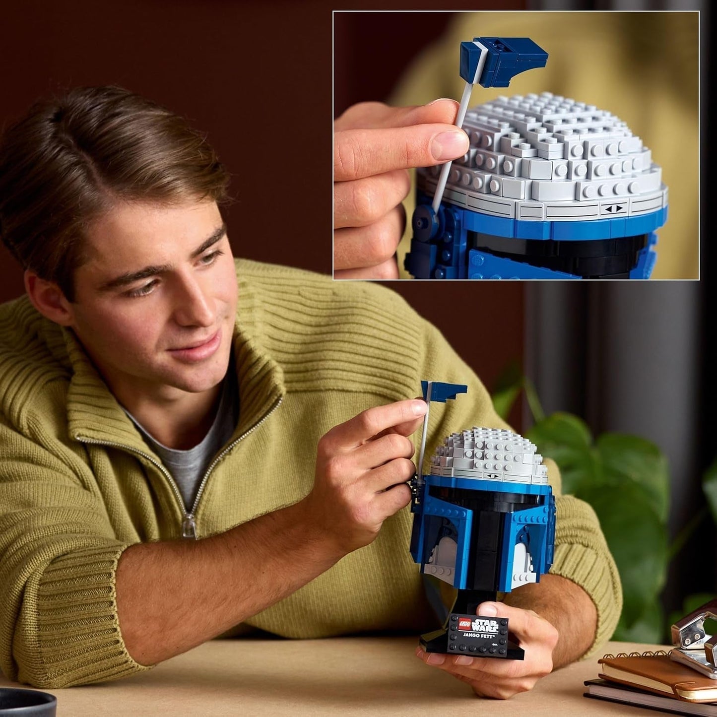 LEGO Star Wars 75408 Casco de Jango Fett - Set de construcción mandaloriano para adultos - Modelo con soporte, placa de identificación y antena ajustable - Regalo para los fanáticos del ataque de los clones Juegos de construcción Besuche den LEGO-Store