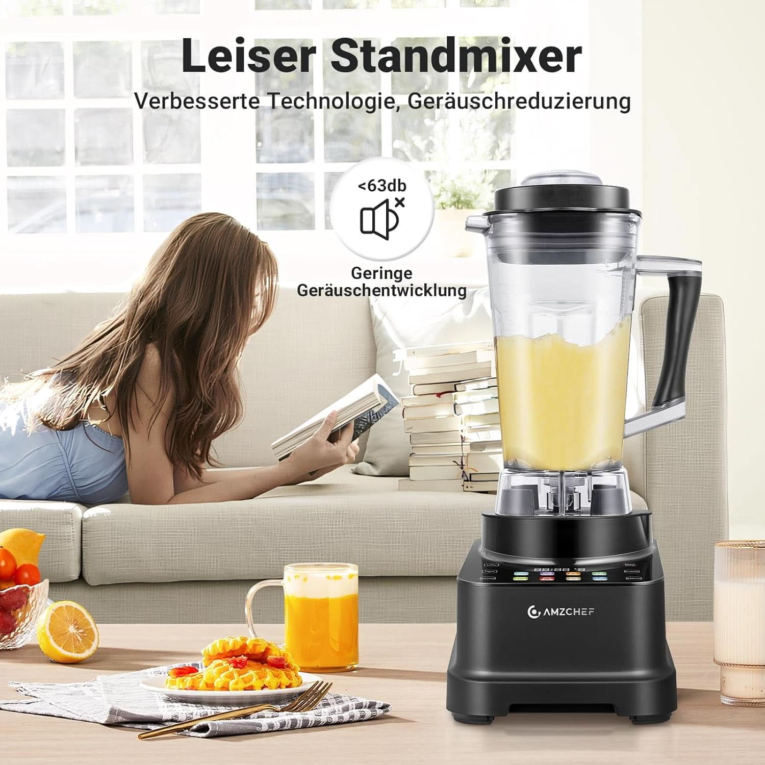 Batidora AMZCHEF, 8 menús inteligentes y 10 velocidades, Pantalla táctil LCD Cocina Naty Shop