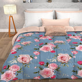 PETTI Artigiani Italiani - Edredón de invierno, Edredón de invierno, Edredón sencillo, Doble cara, Monocolor e impresión digital, 100% microfibra hipoalergénica, Made in Italy Edredones y edredones Naty Shop Flowers 20 Azul claro Cama individual