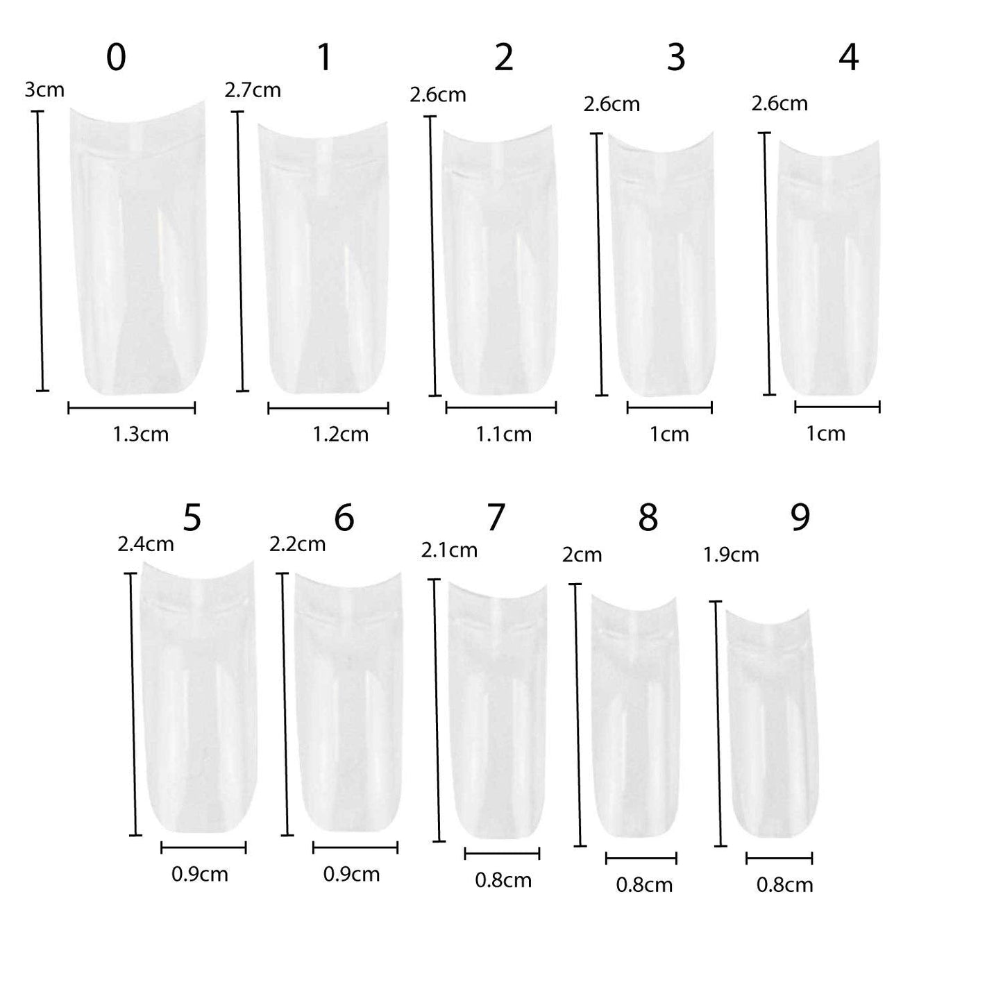 TRIXES 500 puntas de uñas de gel para uñas francesas, puntas acrílicas transparentes para manicura DIY, 10 diseños diferentes