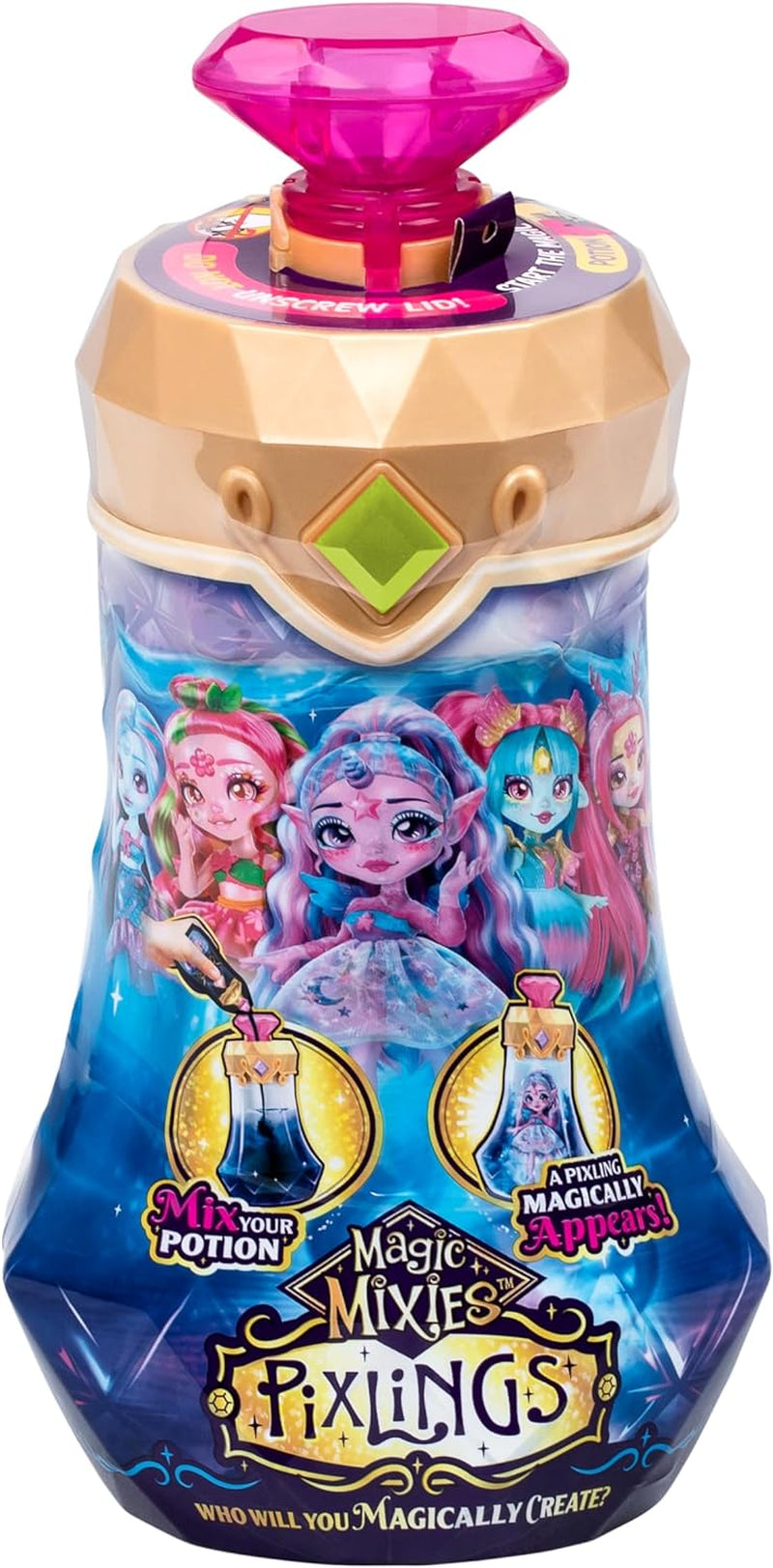 Muñeca Pixlings Faye Deer: La mágica revelación de la hermosa y detallada muñeca Pixlings de 16,5 cm en una botella de poción mágica.