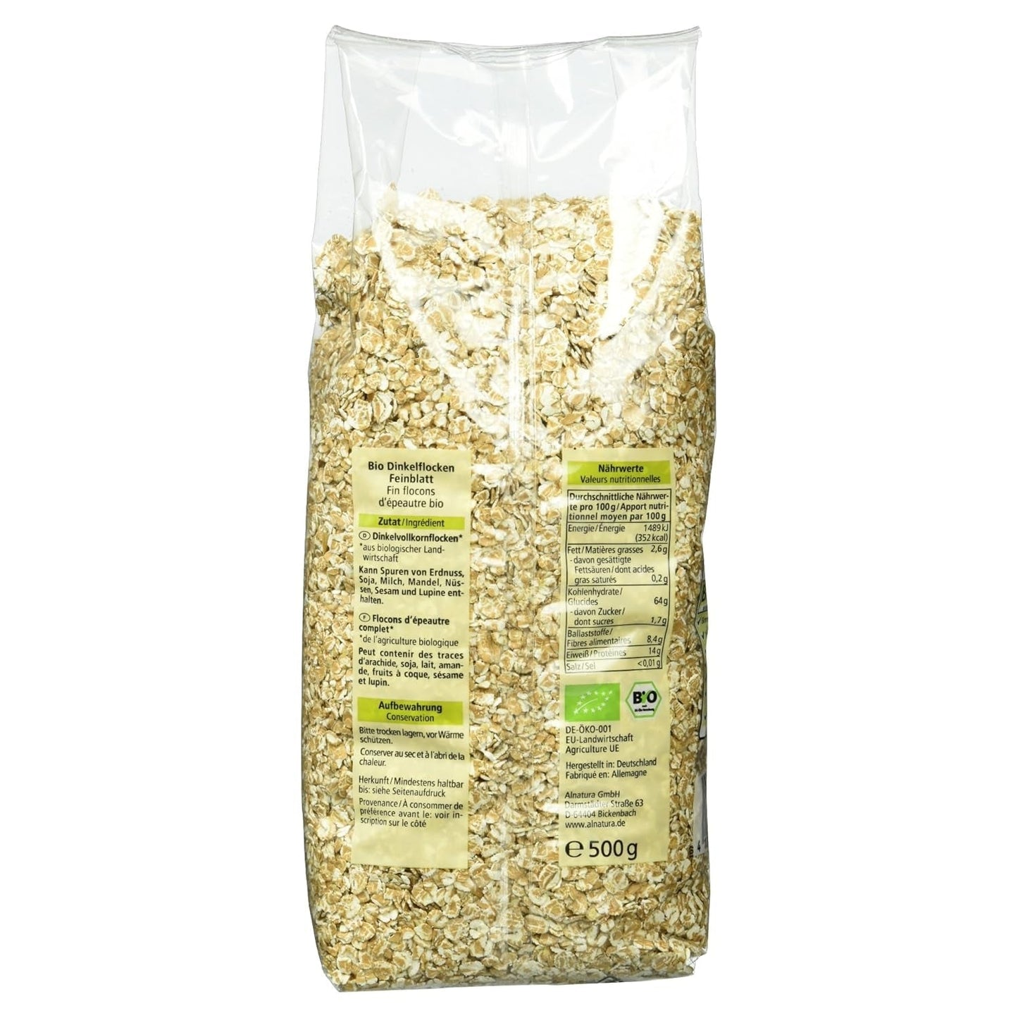 Copos de espelta ecológicos, copos finos, 500g