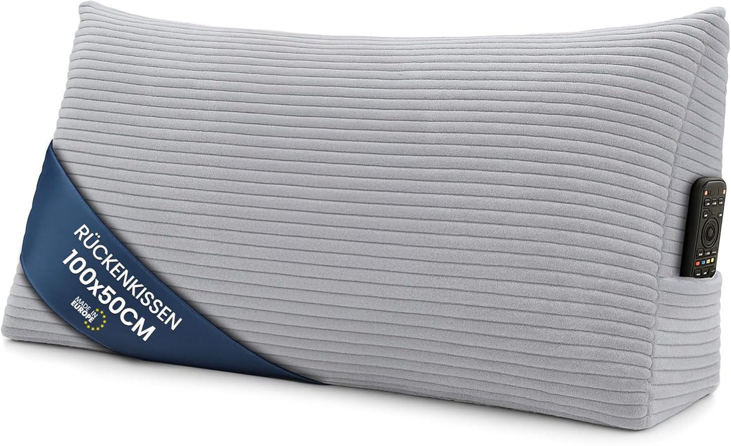 Almohada de plumas, cojín de respaldo, almohada de terciopelo, ancho 70 cm - almohada de lectura para cama, sofá y sofá, almohada de sofá grande, almohada de pared, almohada de sofá, almohada de lectura, almohada de respaldo, gris claro