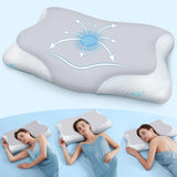 Cloudétoile Almohada para el cuello Almohada viscoelástica - Almohada ortopédica ergonómica 2 en 1 Almohada de espuma viscoelástica Almohada para dormir de lado Almohada de apoyo para el cuello Almohada viscoelástica regulable en altura Blanco 64X38X12cm Almohadas ortopédicas cervicales Naty Shop Gris 65X39X12 Cm