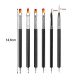 6 Stück Doppel-Ende Nagel Pinsel, Nageldesign Pinsel, Doppel-Ende Nail Art Pinsel Kit Professionelle Maniküre Werkzeuge Kit (Negro)