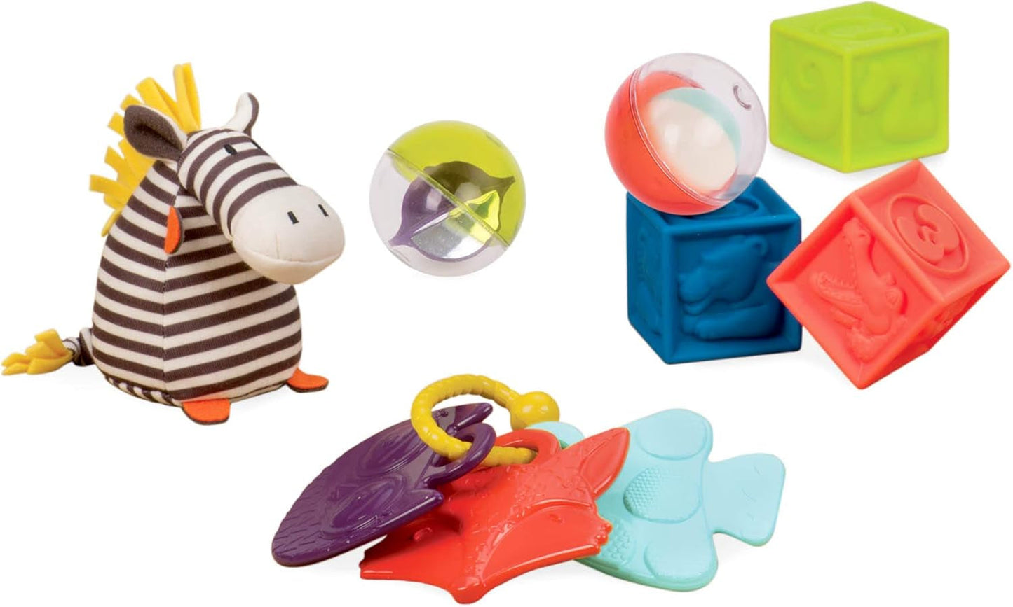 B. Toys Set de juguetes para bebés con peluche de cebra, mordedor, bloques de construcción blandos y pelotas - Set de regalo de juguetes para habilidades motoras para recién nacidos a partir de 0 meses Baby Toys Naty Shop Default Title
