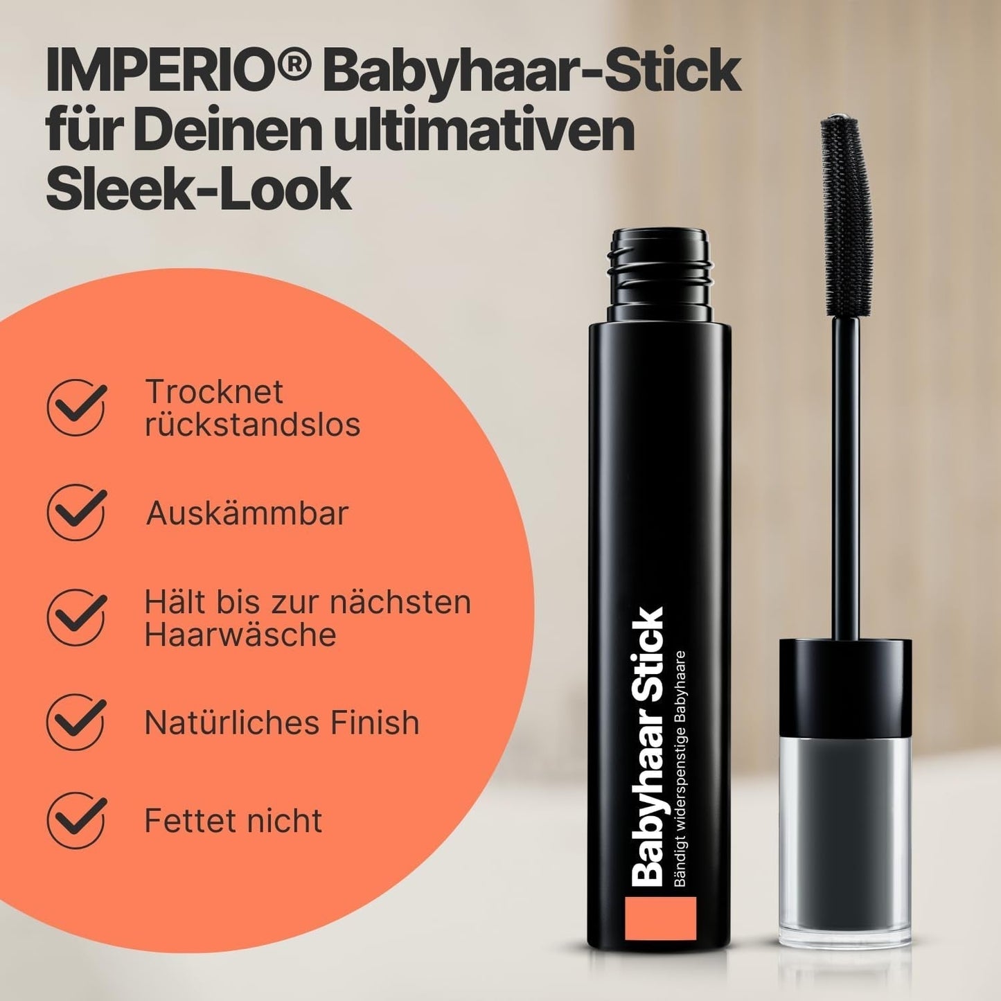 IMPERIO Hair Finishing Stick para cabello de bebé - Máscara premium para cabello de bebé para domar el cabello fino y quebradizo - 12ml Tinte para el cabello Transparente Naty Shop