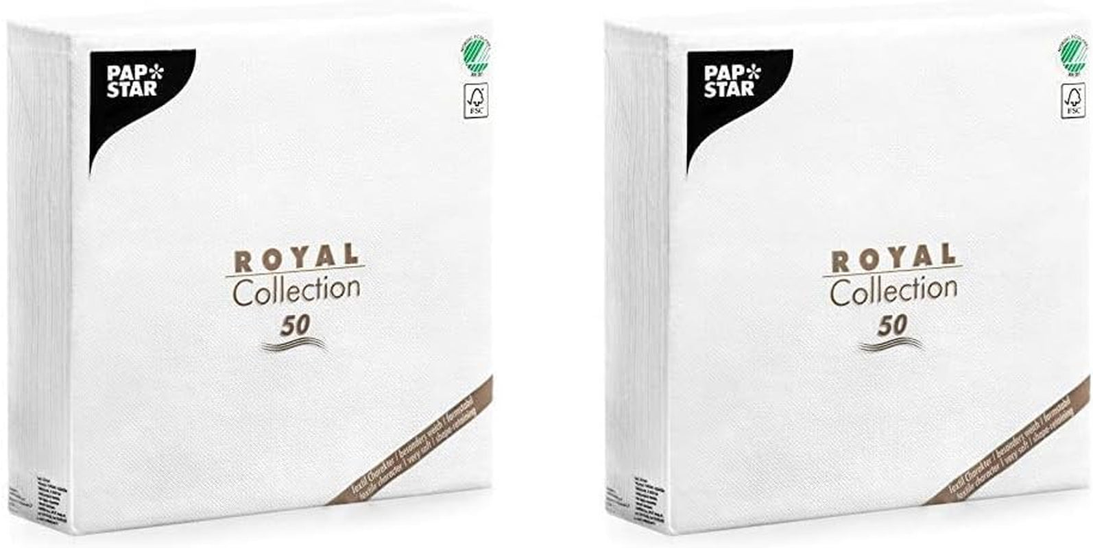 Papstar, 50 servilletas "Colección ROYAL" pliegue 1/4 48 Cm X 48 Cm Blanco, #11577