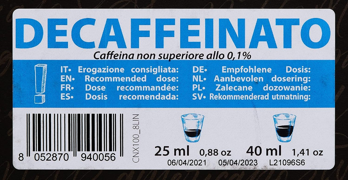 Cápsulas de Café Decaffeinato Compatibles Nespresso 5,6g x 100 cápsulas