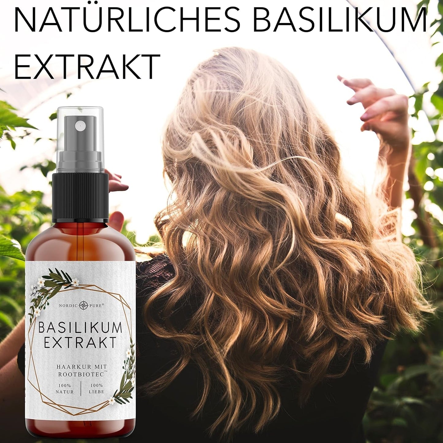 Tratamiento capilar con extracto de albahaca de Nordic Pure | Para el cuidado del cabello fino, seco y frágil | Puede prevenir la caída del cabello 100ml Naty Shop cuidado del cabello