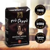 Café Crème Kaffeebohnen, würzig, kräftig, intensiv und gehaltvoll, Arábica y Robusta, Schweizer Trommelröstung, ganze Bohnen für Volllautomaten Schümli Royal 1 kg