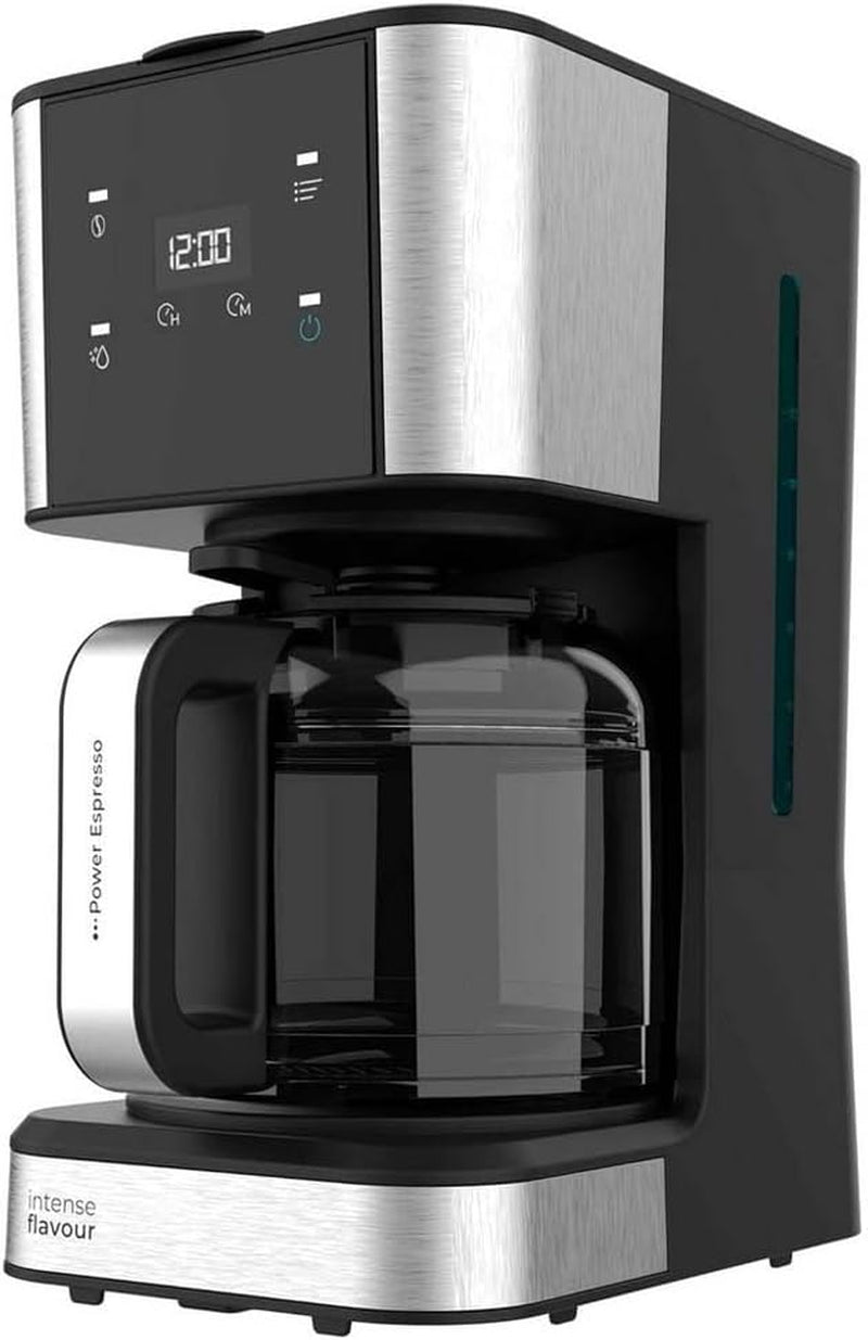 Espresso con filtro Cecotec Coffee 66 Drop and Touch, potencia 950 W, 1,5 L, 12 tazas, pantalla táctil, jarra de cristal, temporizador 24 horas, 6 interruptores, filtro de malla reutilizable