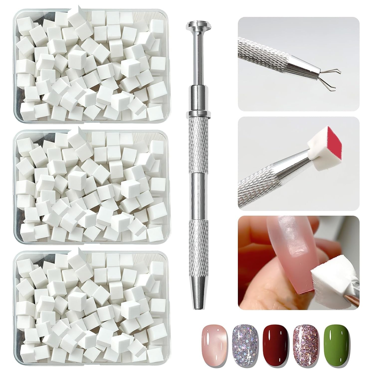 KASURE 300 piezas Nail Art Schwamm, Metall Mit Greifer Nagel Pinsel, Nageldesign Zubehör Für Nail Art, Schwammpinsel Für Farbverlaufs-Nageldesign