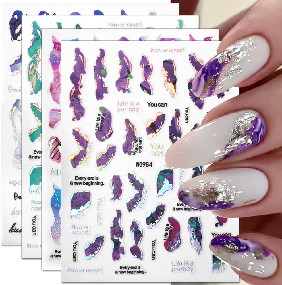 6 colores pegatinas de uñas de mármol bronceador pegatinas autoadhesivas plateadas pegatinas de uñas de mármol flor pegatinas de uñas de mármol 3D accesorios de diseño pegatinas de arte de uñas juego de pegatinas de uñas lámina de uñas