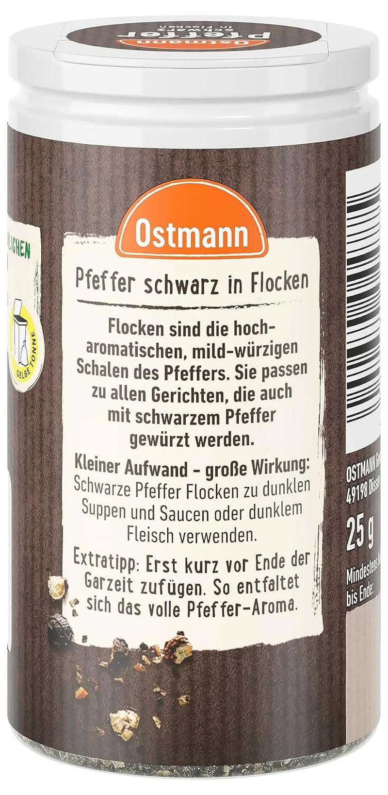Ostmann - Copos de pimienta negra, 25 gramos Condimente Naty Shop