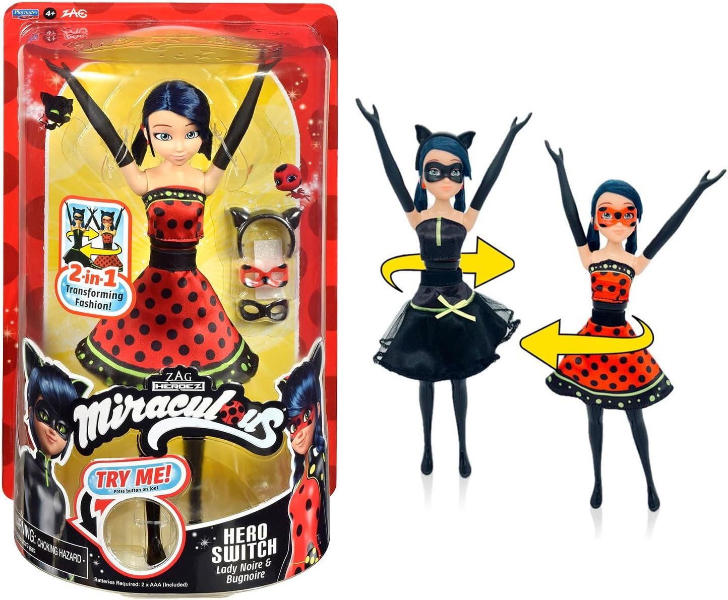 Bandai - milagrosa mariquita - muñeca marinette cambio de color sorpresa - muñeca articulada milagrosa, 26 cm + 3 sorpresas - patrón aleatorio - p50390 naty shop muñecas muñeca mariquita transformadora