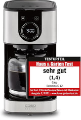 Cafetera CASO Selection C 10 Thermo Design – Carcasa de acero inoxidable, jarra isotérmica de 1,2 l (10 tazas), controles táctiles y temporizador, función Aroma PLUS, filtro permanente, filtro antigoteo