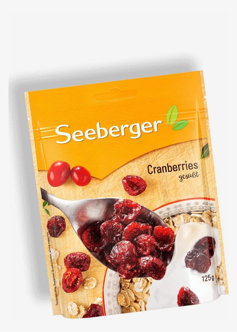 Seeberger, Arándanos Canadienses Mitad, Afrutados y Dulces Naty Shop Productos Deshidratados 125 gramos