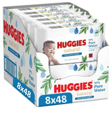 Huggies Toallitas húmedas naturalmente biodegradables para bebés sensibles, 8 x 48 toallitas, paquete a granel