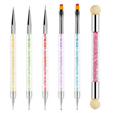 Sularpek 6 piezas Pinsel para uñas, Pinsel para decoración de uñas, Pinsel para diseño de uñas, Juego de pinsel para uñas, Herramientas para puntear uñas con 1 aplicador de pincel de esponja, Zubehör para diseño de uñas DIY