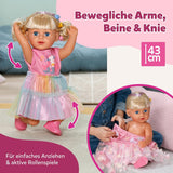 BABY born Carla - Muñeca 43 cm - Pelo rubio con mechones de gran calidad - No necesita pilas - Apta para niños a partir de 4 años - Incluye 7 accesorios, rosa