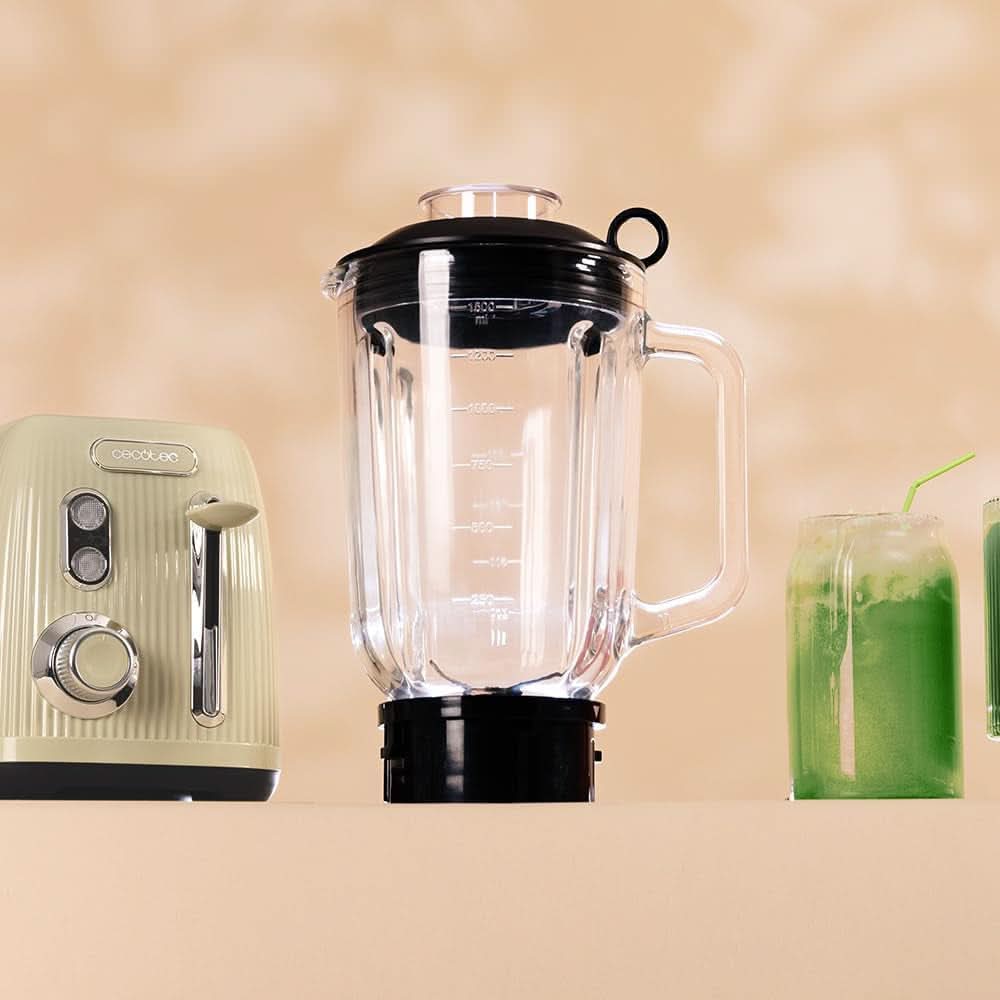 Cecotec Batidora amasadora Retro Power Negro Titanio Retroverde. 1200W Maximale Leistung, 2 Geschwindigkeiten, 4-Klingen-Messer Mit Schwarzer Titanbeschichtung Und 1.5L Krug, Vintage-Design in Grün Kitchen Naty Shop