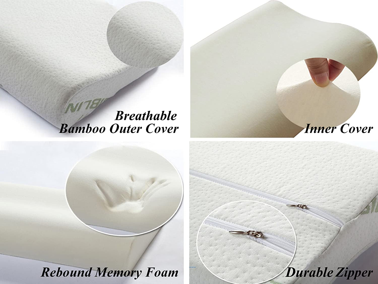 Almohada viscoelástica, almohada de apoyo para el cuello, almohada ergonómica para el cuello para diferentes posiciones para dormir con funda extraíble, almohadas ortopédicas cervicales Naty Shop