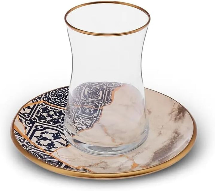 Juego de té Karaca Aris de 12 piezas para 6 personas: exquisito servicio de porcelana para disfrutar del té con elegancia