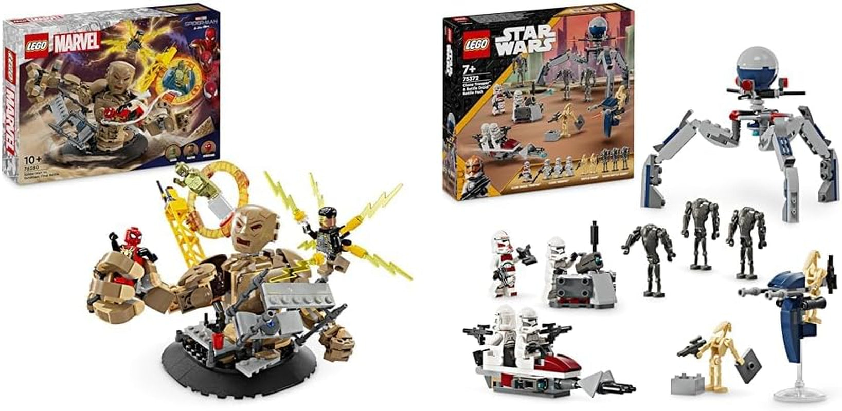 LEGO Marvel Spider-Man vs. Sandman: Showdown Juguete de superhéroe con figuras que incluyen un lagarto y un juego de rol eléctrico Juguete de construcción Regalo para niños y niñas entusiastas de la acción 76280 Juegos de construcción Beuche den LEGO-Store Clone Trooper Battle Pack