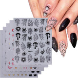 5 pegatinas de uñas 3D de Halloween, pegatinas de uñas estereoscópicas 5D, decoraciones de uñas, accesorios de diseño de uñas