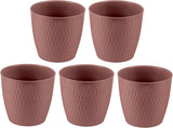 Juego de 5 macetas marrones, diámetro 16 cm - Macetas de plástico resistentes - Jardinera decorativa con opción de drenaje - Maceta elegante para interior y exterior