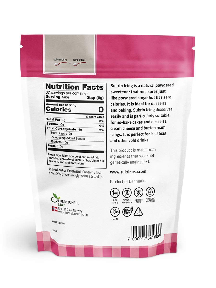Sukrin Melis Zuckerersatz, Die Natürliche Alternative Zu Puderzucker Ohne Kalorien, 1Er Pack (1 X 400 G) Edulcorantes Naty Shop