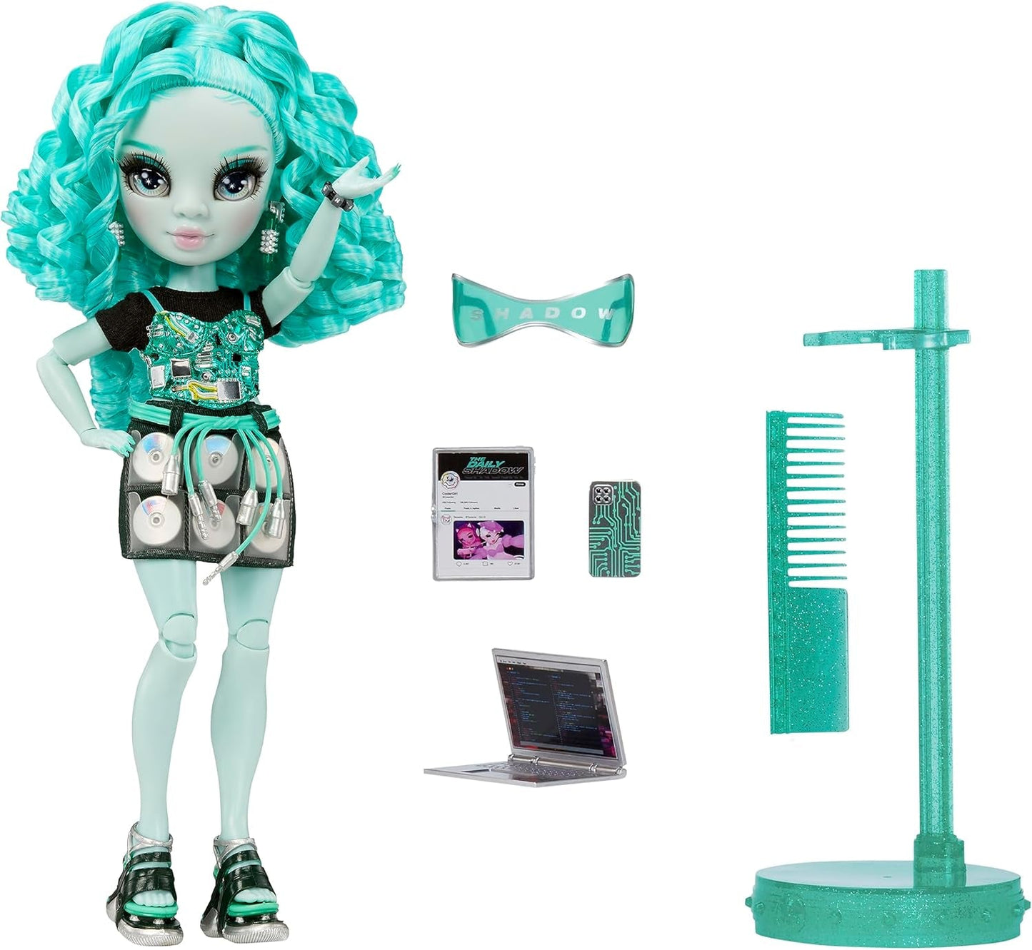 Rainbow High Shadow High Series 3 - Berrie Skies - Muñeca de moda verde - Conjunto de moda y más de 10 coloridos accesorios de juego - Ideal para coleccionistas y niños de 4 a 12 años