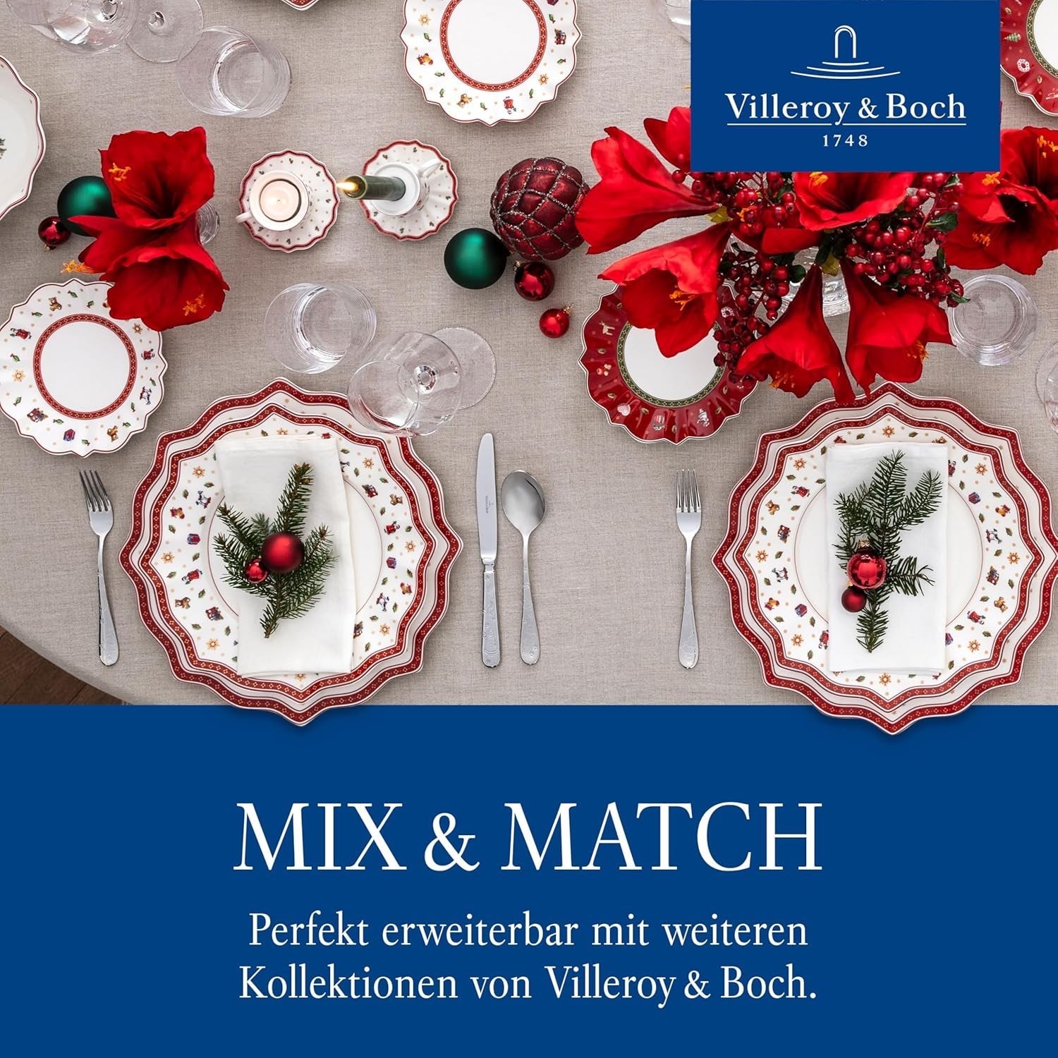 Villeroy & Boch - Toy's Delight Set de Desayuno para 2, Diseño de Locomotora, 6 Piezas, Colorido, navideño, vajilla con Platos, Tazas y Cuencos para el Desayuno, vajilla navideña, Porcelana Premium
