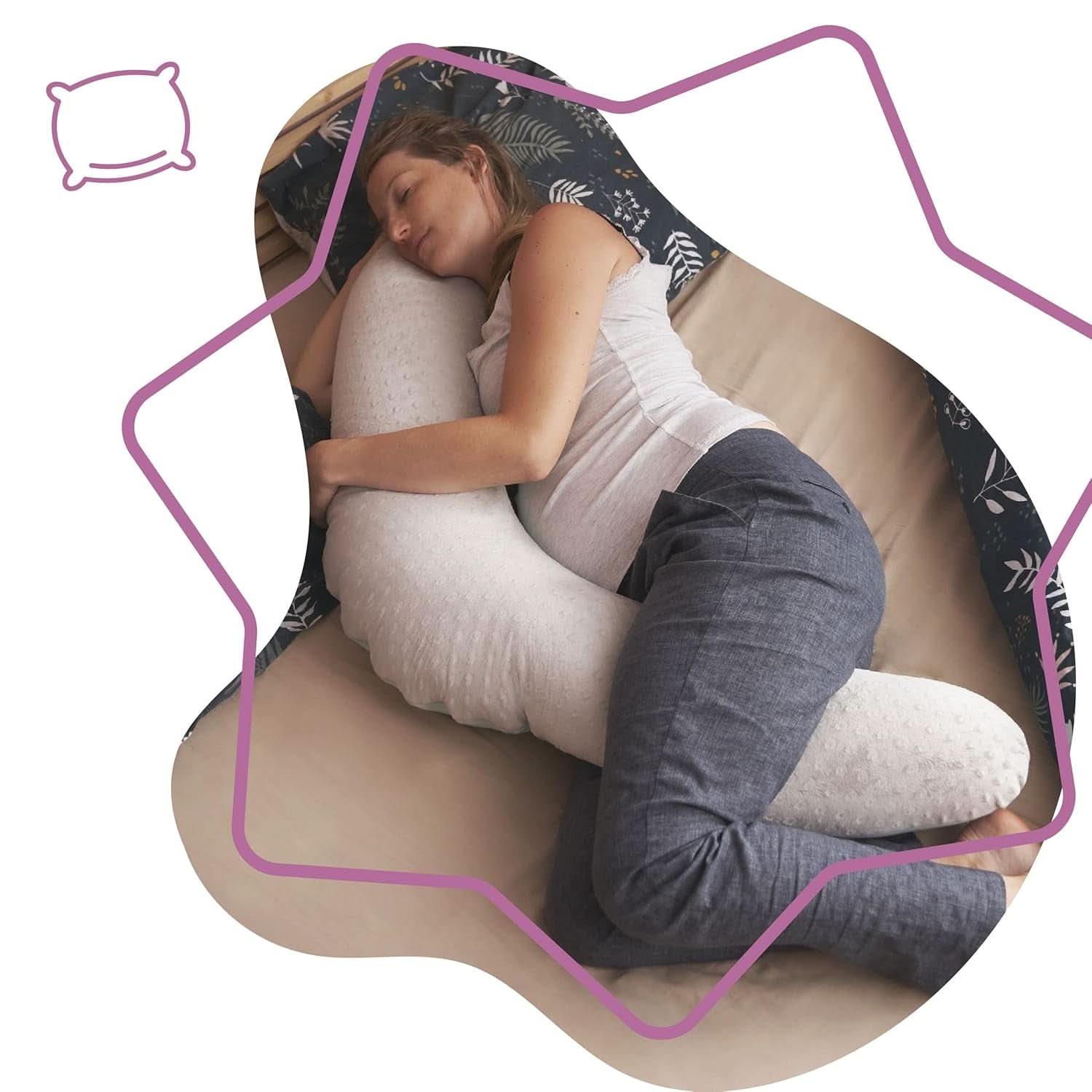Badabulle Almohada de lactancia y almohada mullida de embarazo, 150 cm, incluye funda, forma ergonómica Accesorios Alimentación y Lactancia Bebe Naty Shop