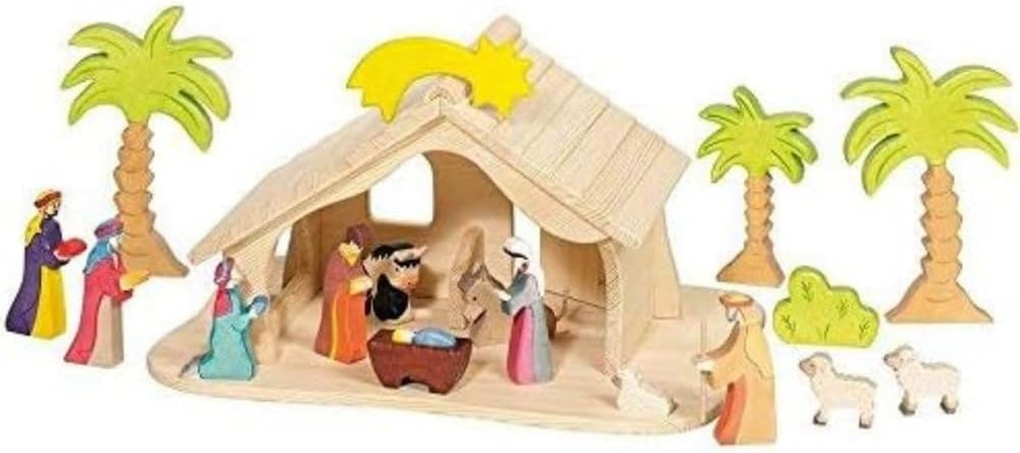 Casa de muñecas Holztiger con estrella de Navidad (sin figuras ni árboles)