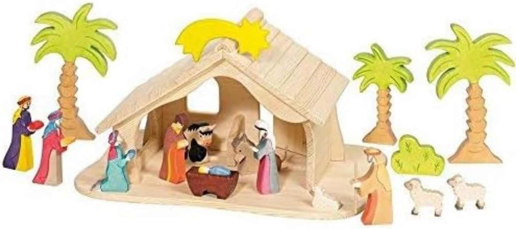 Casa de muñecas Holztiger con estrella de Navidad (sin figuras ni árboles)