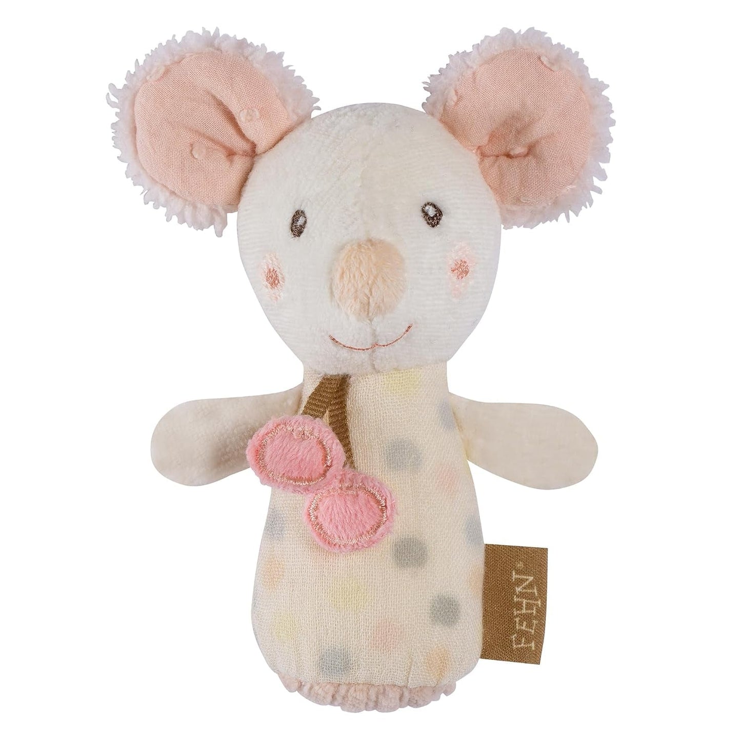 Fehn mini sonajero nutria - mini juguete de agarre para hacer sonar, tocar y jugar con un animal de tela suave y tierno - un fiel compañero para bebés y niños pequeños a partir de 0 meses Baby Toys Naty Shop Mouse