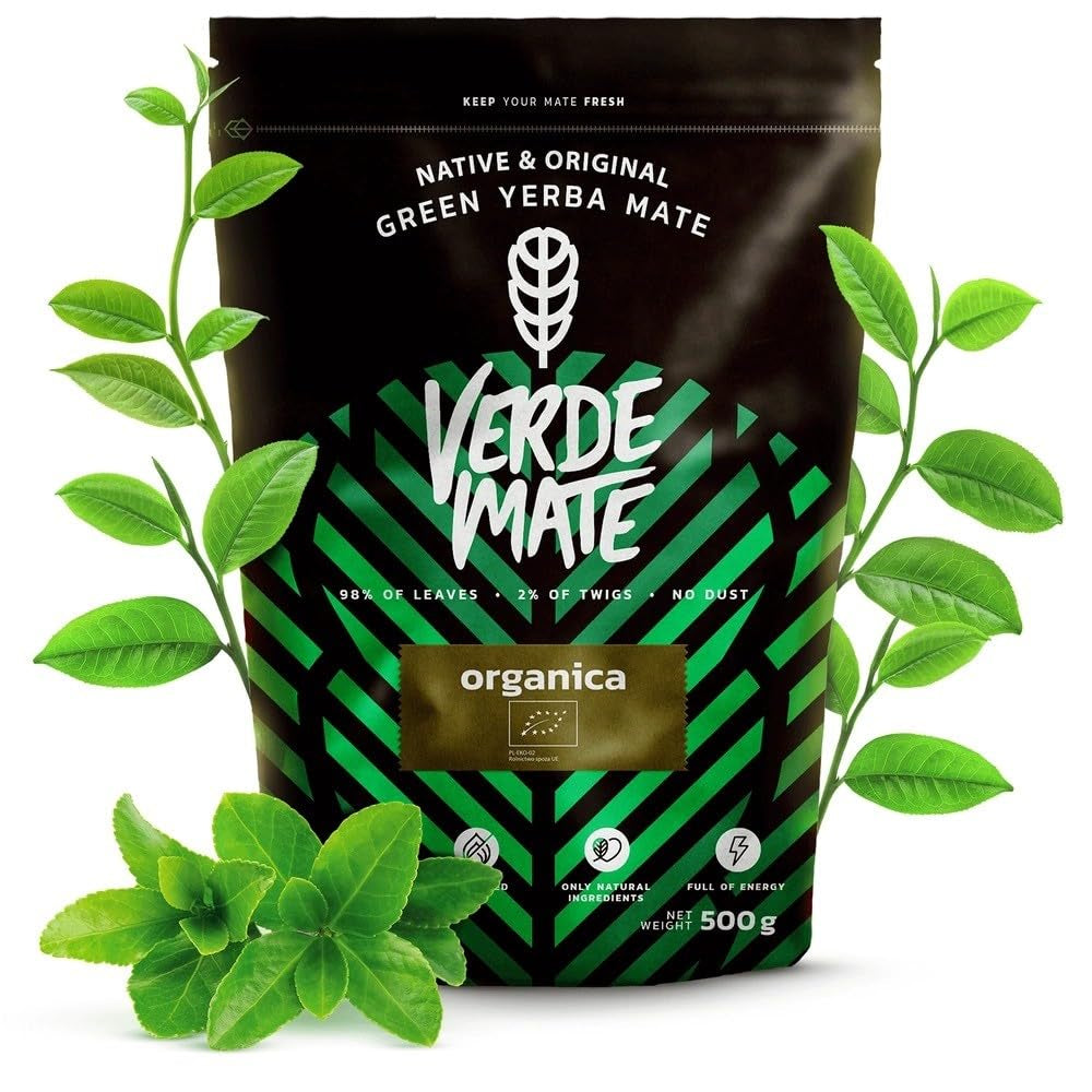 Verde Mate Green Orgánica 500 G – Yerba Mate Orgánica de Brasil – sin humo y cuidadosamente procesada 0,5 kg