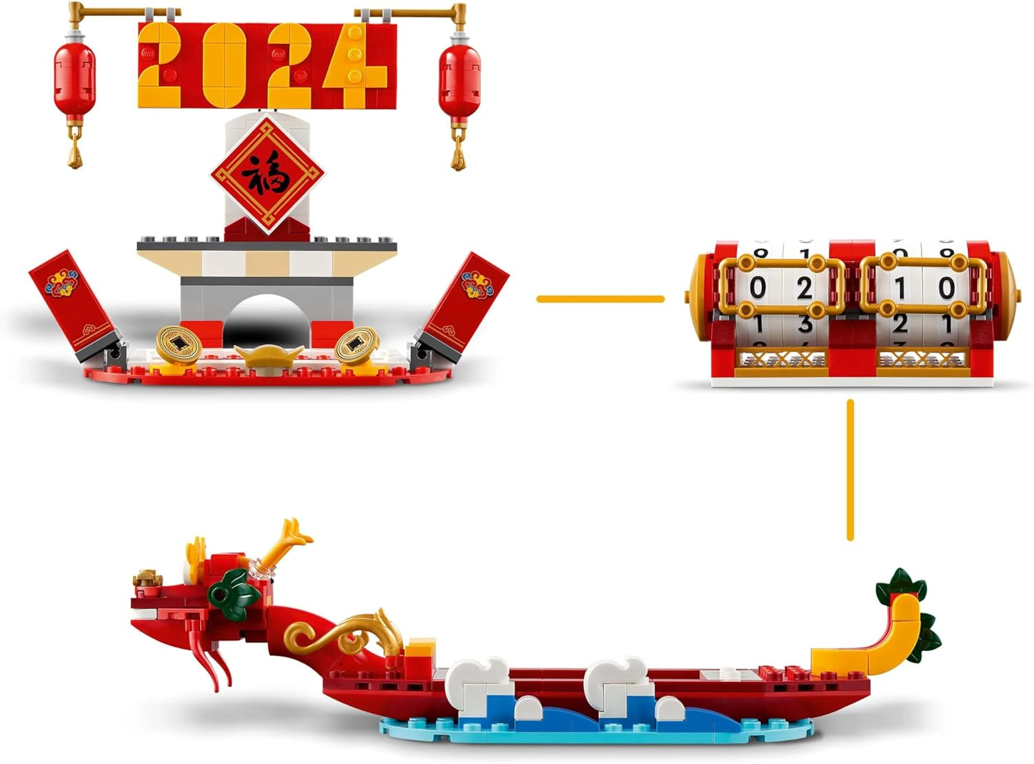 LEGO Calendario navideño, regalo navideño chino para niños y niñas, set de construcción del Año Nuevo Lunar, permite a los niños jugar imaginativamente, juguete festivo, decoración del Año Nuevo Chino 40678 Juegos de construcción Besuche den LEGO-Store