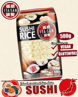ITA-SAN Arroz para Sushi, Grano Redondo, Primera Calidad, Variedad 100% Puro, Fácil y Rápida Preparación, Vegano, Halal, Sin Gluten (1 x 500g)