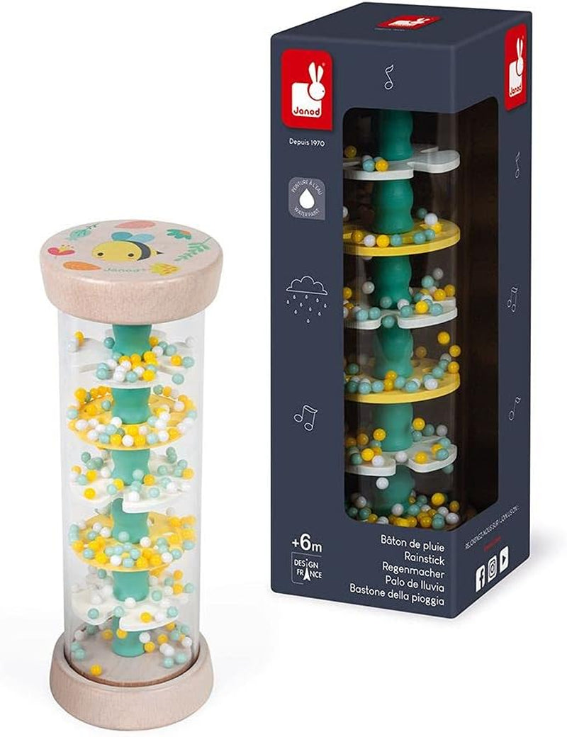 Janod - Rainmaker de madera - Colección Pure - Juguete para bebés y niños pequeños - Desarrollo de la motricidad fina Estimulación visual y acústica - Color a base de agua - A partir de 6 meses, J05193 Juguetes Bebe Naty Shop Default title