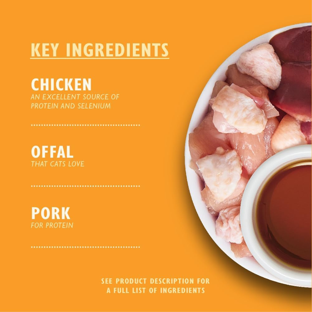 Lily's Kitchen Comida húmeda natural para gatos adultos, enlatada, sabrosos trozos en salsa de pollo, receta sin cereales (24 bandejas x 85 g)