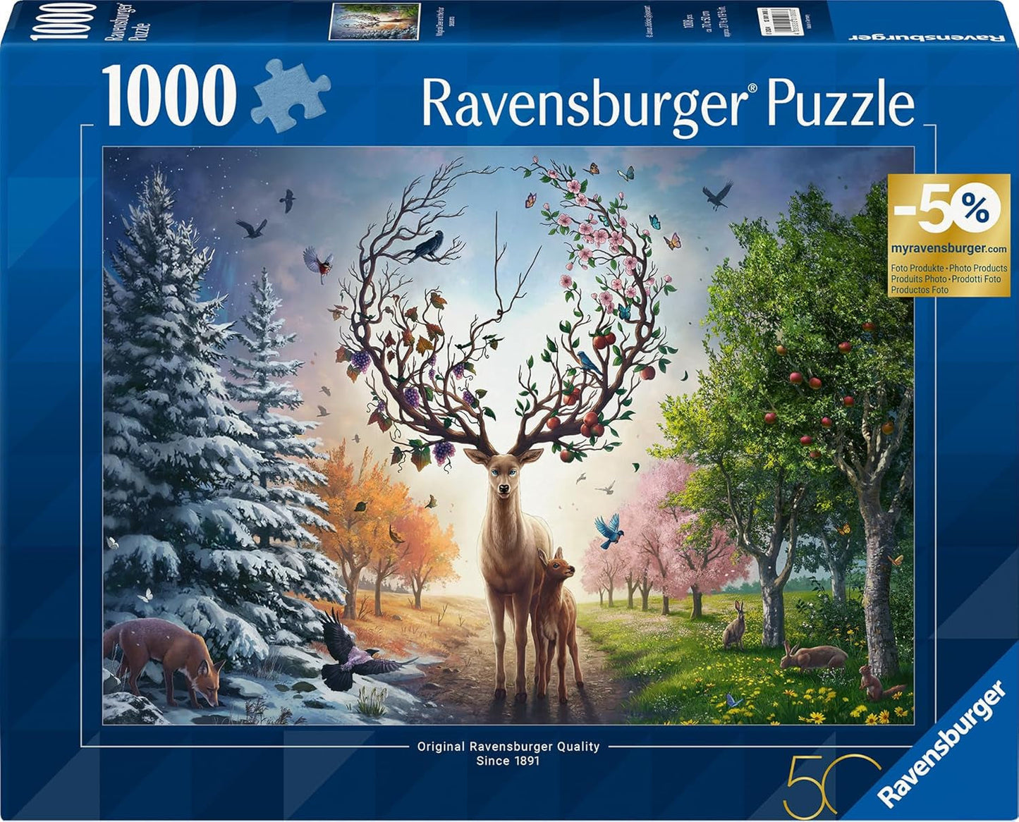 Ravensburger Puzzle 12001088 - El ciervo mágico y las cuatro estaciones - Puzzle de 1000 piezas para adultos mayores de 14 años Puzzle Naty Shop