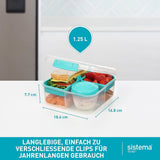 Sistema de fiambrera Bento Box TO GO con compartimentos | Fiambrera de 1,25 L con recipiente para yogur/fruta | para niños y adultos l | Minty Teal sin BPA [21685-8T], verde menta Naty Shop cajas para conservar alimentos