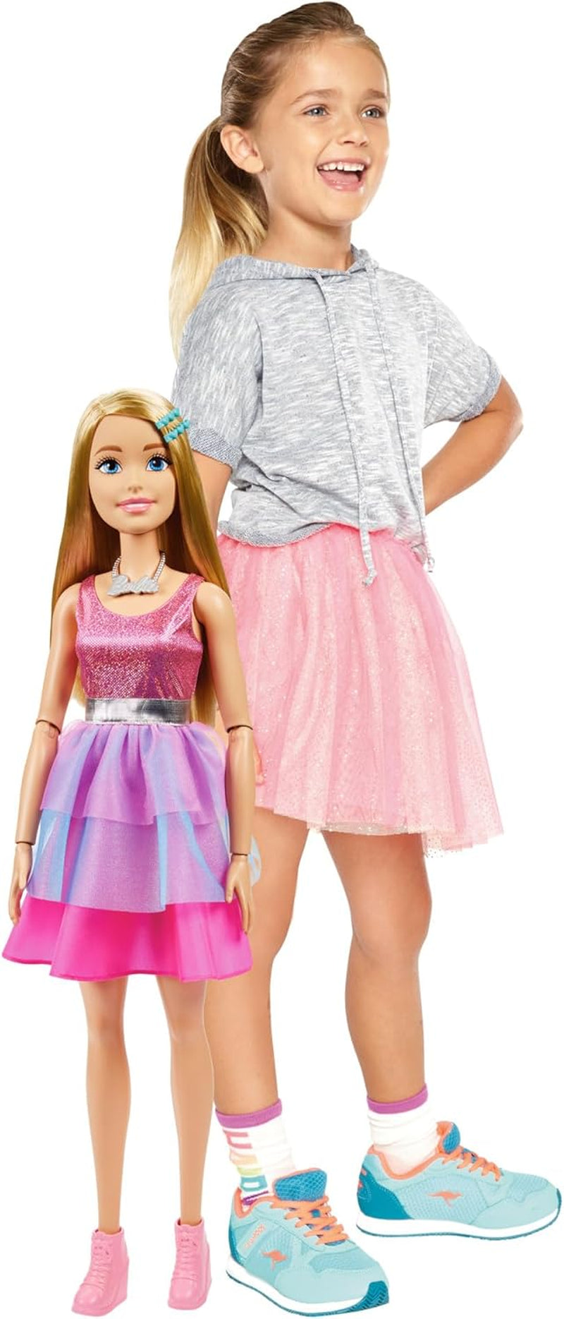 Muñeca Barbie Extra Grande (71 cm) - vestido rosa, pelo rubio con pasador y collar, regalo para niños a partir de 3 años, HJY02 Muñecas Naty Shop